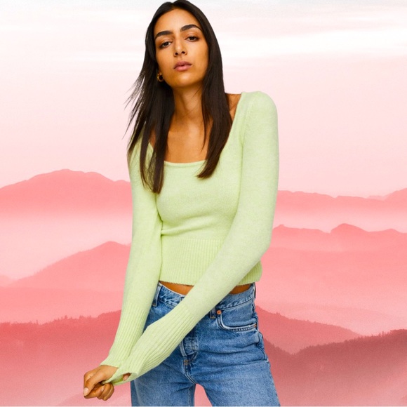 Crop Sweater-Mango - Picture 1 of 7